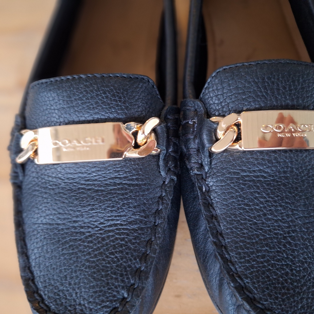 Coach Black Loafers with Gold Accent - Picture 3 of 5